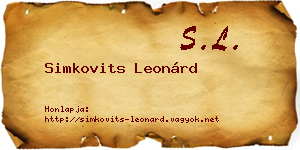 Simkovits Leonárd névjegykártya